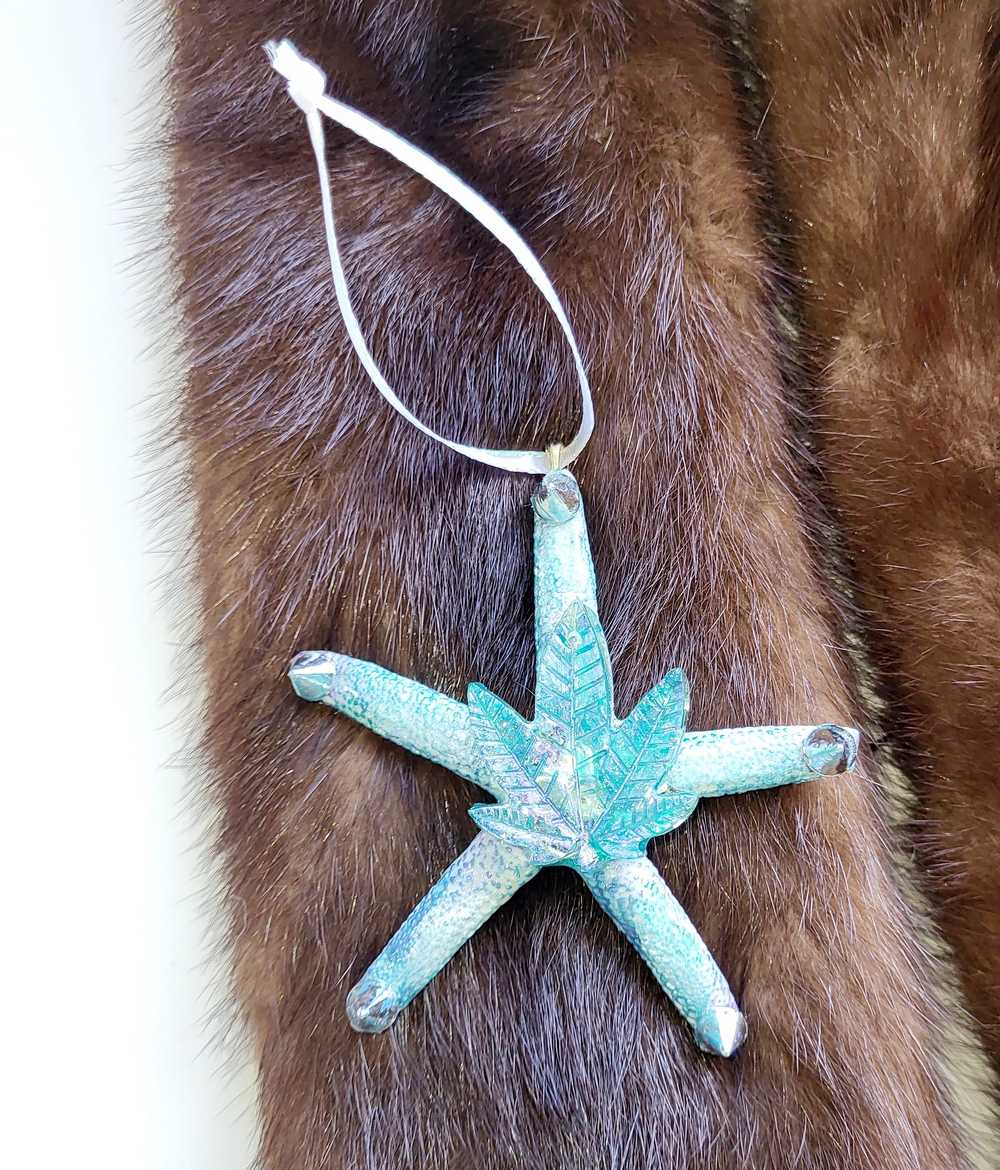 Starfish with Natures Leaves, Hanging Ornament, Punk Art, Skull Art, Great Gift