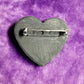 Black Porcelain Heart Shaped Brooch with a Teal Skull, Love and a Heart Charm