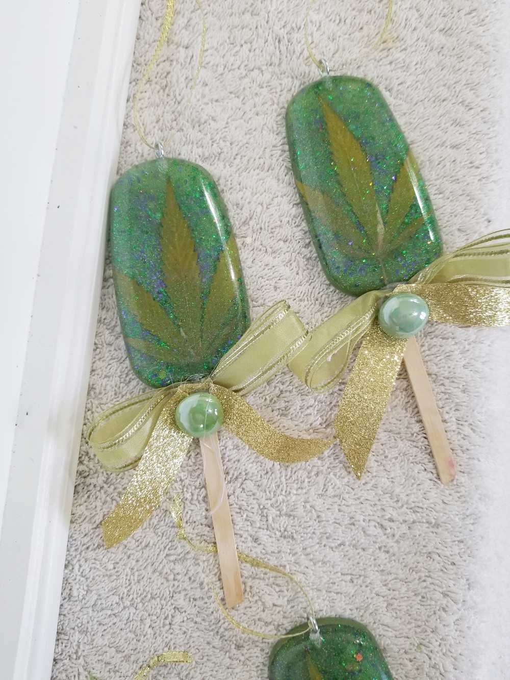 Window Hanger, Wall Hanger or Christmas Tree Ornament, Bright Vibrant Green Rein Popsicl