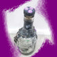 Altered Glass Bottle, Decanter, with a Crow, Chain with Keys, Purple Gems, Re-Usable