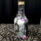 Altered Glass Bottle, Decanter, with a Crow, Chain with Keys, Purple Gems, Re-Usable