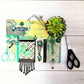 Decorative Collage of Green Fabrics, Recycled Jewelry, Flowers & Mini Picture Frame, Wall Art, Wall Hanging