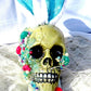 Resin Encased Easter Bunny Skull with Jelly Beans, Pearls & Glitter on a Marble Base