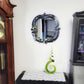 Black Hand Painted Unique Shaped Wall Mirror with Handmade Mushroom Colored Lights, 3 Settings