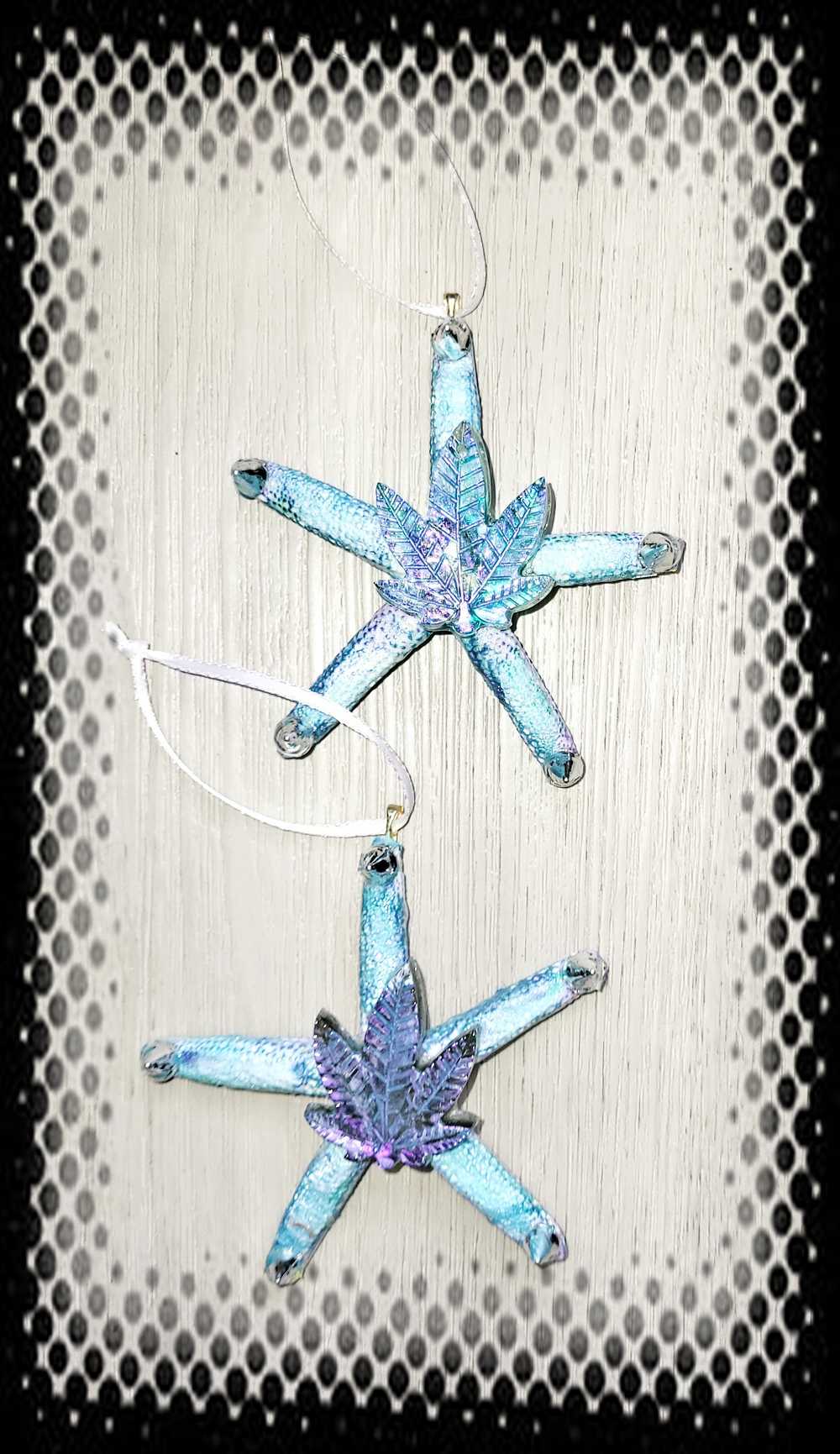 Starfish with Natures Leaves, Hanging Ornament, Punk Art, Skull Art, Great Gift