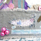 Blue Jean Fabric Wall Plaque with Garden Tools, Purple Flowers, Grapes and Seashells