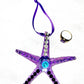 Starfish, Purple with Rhinestones and Gemstones, Seaside Ornaments, Beach Themed Decor