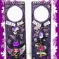 "Stay Out" Door Knob Signs with Skulls, a Dagger, a Rose and a Heart in Black & Purple