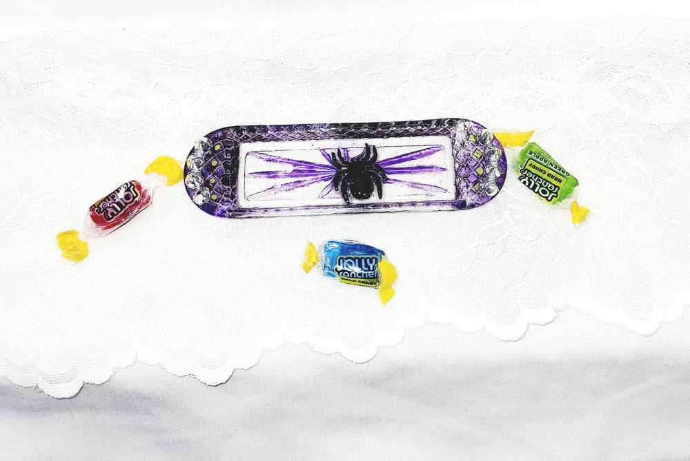 Sweet Little Glass Dish with a Spider and Studs to Hold your Rings, Earrings or other Small Treasures