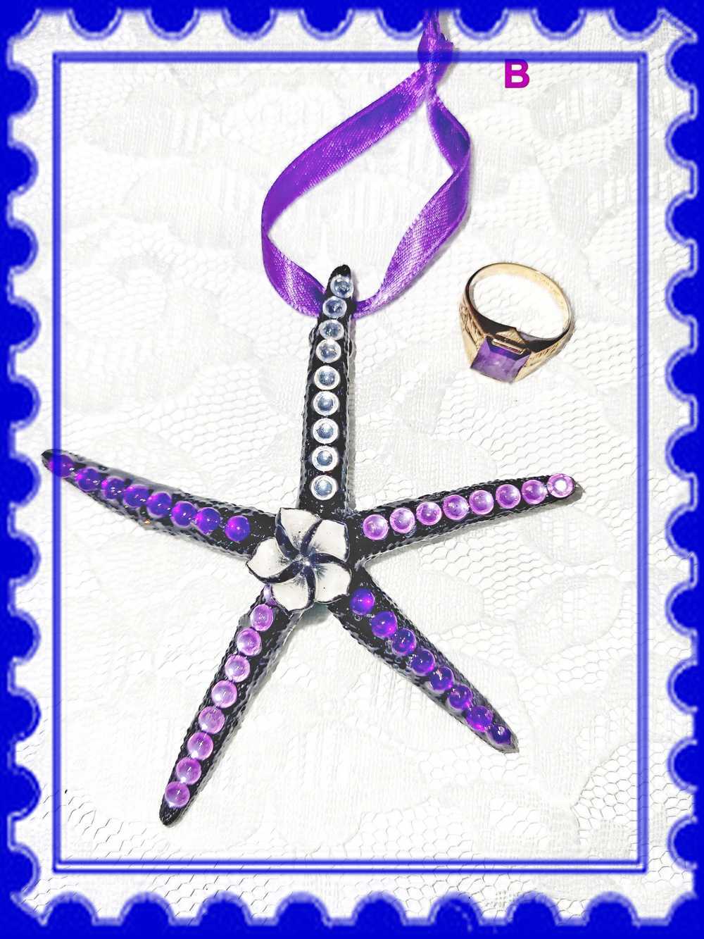 Hanging Decorated Starfish Ornament, Gemstones, Goth Decor, Beach Decoration