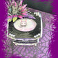 Musical Jewelry Painted Black With Baby Bats, Black & Purple Flower and Silver Spiked Domes