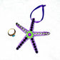 Starfish, Purple with Rhinestones and Gemstones, Seaside Ornaments, Beach Themed Decor