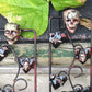 Wall Mounted Battery Candle Holder with Skulls & Red Roses, Glass Bowls Holds Two Battery Candles