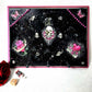 Black Goth Wall Plaque with a Skull with a Sword, Glass and Pink Butterflies