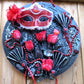 Black Round Wall Plaque with Red Mask, Maskuerade Ball, Phanthom of the Oprea, Masquerade Ball