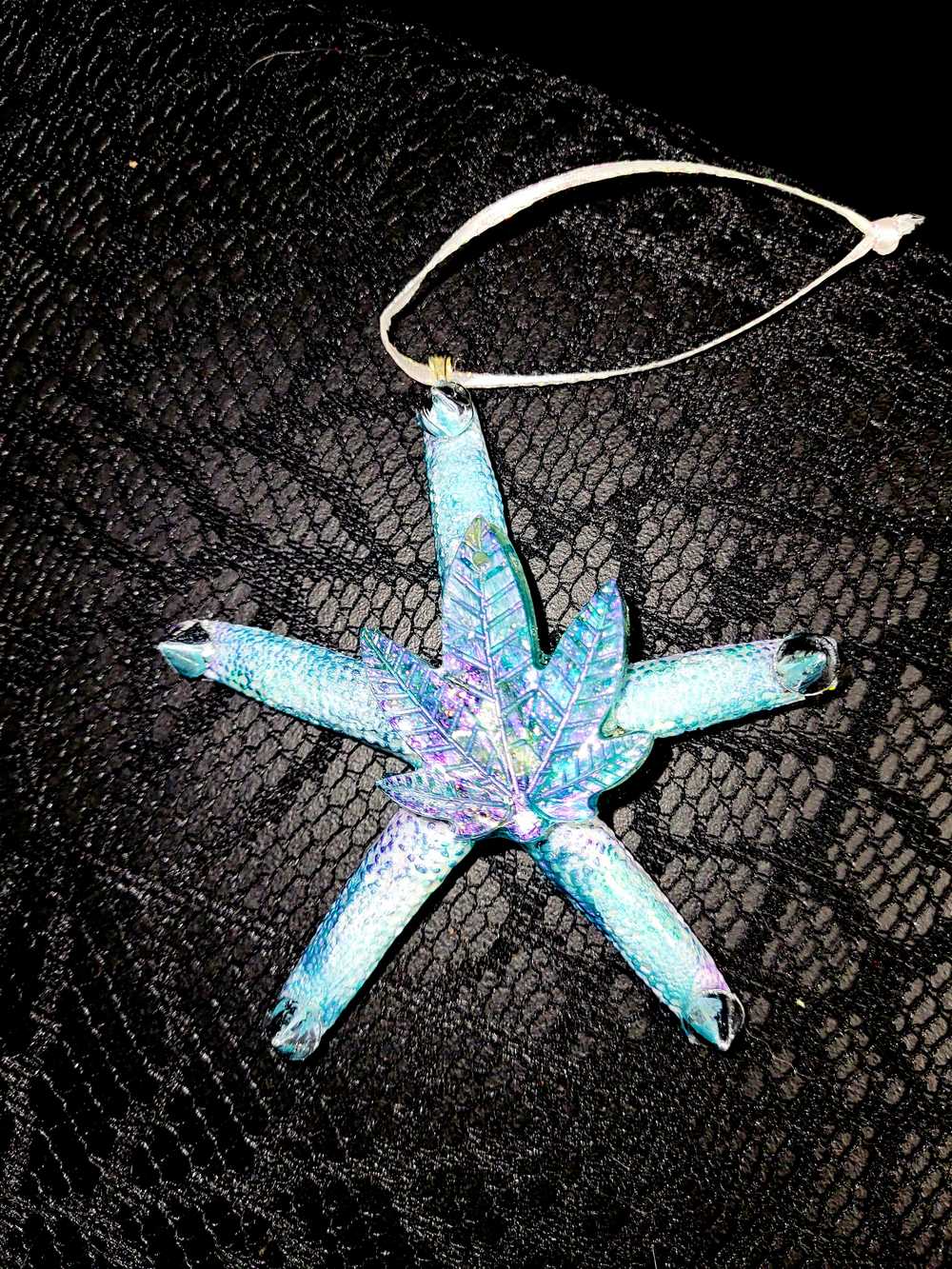 Starfish with Natures Leaves, Hanging Ornament, Punk Art, Skull Art, Great Gift