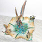 Fire-Breathing Dragon in Antique Glass Dish in a Fierce Fight for Survival