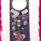 "Stay Out" Door Knob Signs with Skulls, a Dagger, a Rose and a Heart in Black & Purple