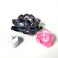 Rose Petal Glass Painted Purple Candle Holder for Battery Operated Candles with Cross & Bone Charms