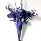 Goth Flower Arrangement, Black & Purple Roses in a Tin Match Cone, with Spiders & Skulls