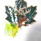 10 Point Buck, Hand Painted, Original Design Deer Clock on Wooden Leaf