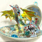 Fighting Dragons in a Vintage Teacup and Saucer Encased in Resin