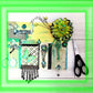 Decorative Collage of Green Fabrics, Recycled Jewelry, Flowers & Mini Picture Frame, Wall Art, Wall Hanging