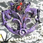 Antique Heavy Metal Door Knocker Painted Deep Purple with Red Studded Gemstone Spider