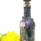 Altered Glass Bottle, Decanter, with a Crow, Chain with Keys, Purple Gems, Re-Usable