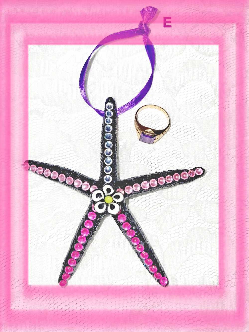 Hanging Decorated Starfish Ornament, Gemstones, Goth Decor, Beach Decoration