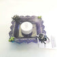 Creepy, Adorable Purple Candle Holder or Candy Dish  with Rhinestone Studded Black Spiders and Green Crosses