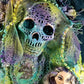 Skull Goddess and The Babe, in Purples & Blues, on 16L x 20W Mixed Media Canvas with Wall Clock