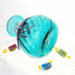 Intense Teal Glass Vase with Shining Silver Studs and a Textured 3D Spider