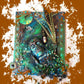 Clock, Voodoo Skull Witch Doctor on 16x20 inch Canvas with Turquoise Beads and Motorcycles