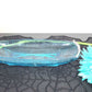 Long Teal Altered Glass Candy Dish with Silver Studs, a Black Cat and a Witch Hat