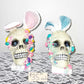 Resin Encased Easter Bunny Skull with Jelly Beans, Pearls & Glitter on a Marble Base