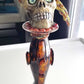 Ellegant Tiger Glass Skull with Silver Studs and Large Amber Beads