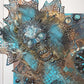 Creepy Skull  Clock on 16 x 20 inch Canvas, with Chains, Nuts, Bolts, Teal Blue