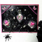 Black Goth Wall Plaque with a Skull with a Sword, Glass and Pink Butterflies