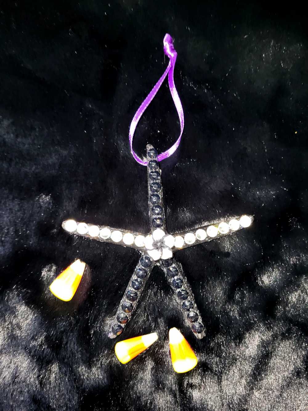 Hanging Decorated Starfish Ornament, Gemstones, Goth Decor, Beach Decoration