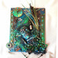 Clock, Voodoo Skull Witch Doctor on 16x20 inch Canvas with Turquoise Beads and Motorcycles