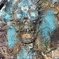 Creepy Skull  Clock on 16 x 20 inch Canvas, with Chains, Nuts, Bolts, Teal Blue