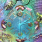 Tattooed, Clad in Leather, Lady, on 16x20 Inch Canvas Clock in Teal and Purple