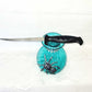 Intense Teal Glass Vase with Shining Silver Studs and a Textured 3D Spider