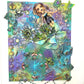 Tattooed, Clad in Leather, Lady, on 16x20 Inch Canvas Clock in Teal and Purple