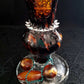 Ellegant Tiger Glass Skull with Silver Studs and Large Amber Beads