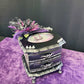 Musical Jewelry Painted Black With Baby Bats, Black & Purple Flower and Silver Spiked Domes