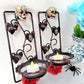 Wall Mounted Battery Candle Holder with Skulls & Red Roses, Glass Bowls Holds Two Battery Candles