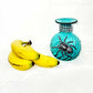 Intense Teal Glass Vase with Shining Silver Studs and a Textured 3D Spider