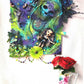 Skull Goddess and The Babe, in Purples & Blues, on 16L x 20W Mixed Media Canvas with Wall Clock